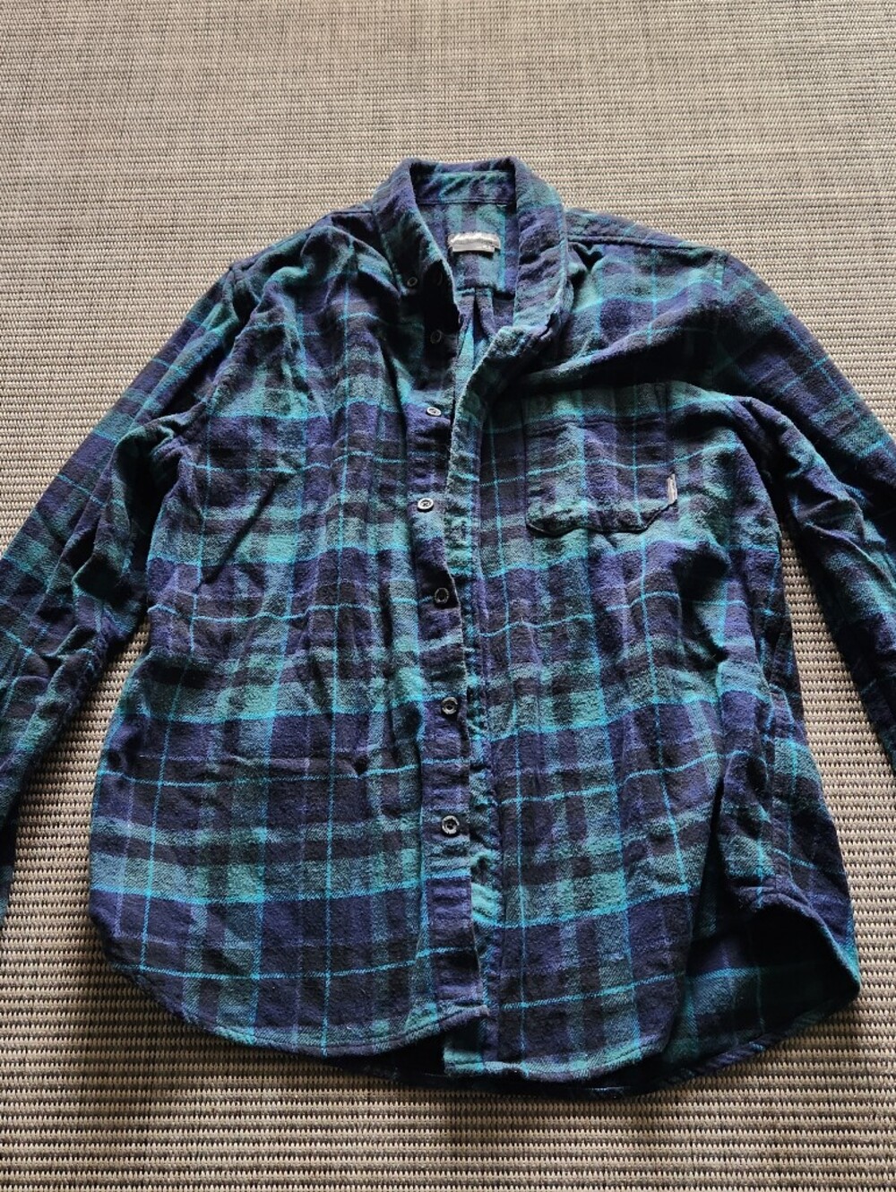 Eddie Bauer Mens Flannel Shirt Sz L Long Sleeve Stretch Button Down Blue Teal